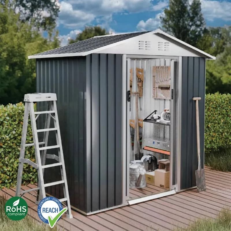 Abri de jardin spacieux 6x4 pieds pour articles ménagers, outils de jardin et décorations saisonnièr