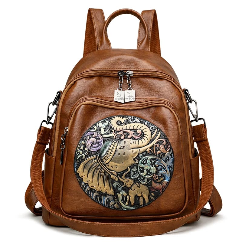 2024 Sacs à dos design imprimé éléphant Sac à dos en cuir de couleur unie de haute qualité Marque de