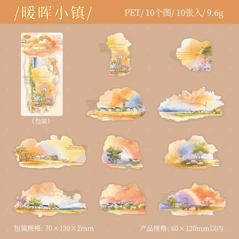 30 pièces/lot Kawaii papeterie autocollants Notes le paysage sous les nuages planificateur décoratif