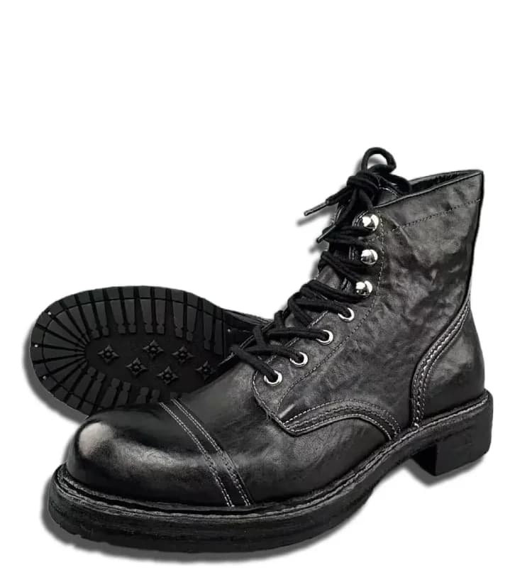 Bottes hautes en cuir rétro lavé pour hommes, semelles épaisses, taille haute, courtes, Goodyear, ch