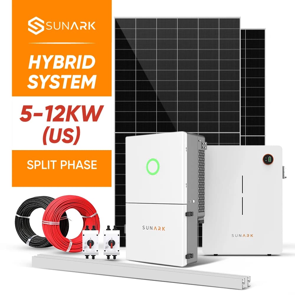 Système d'énergie solaire hybride 5000 watts, 10 à 12 panneaux solaires, système de montage sur toit